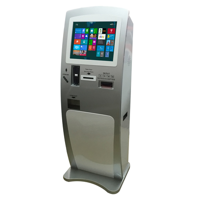 Quiosco del pago, quiosco del cajero automático, quiosco interactivo con el lector de tarjetas de banco y efectivo Dispensser