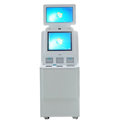 Máquina doble del quiosco del servicio del uno mismo del hospital del OS de la pantalla Win10 con el lector de tarjetas de NFC